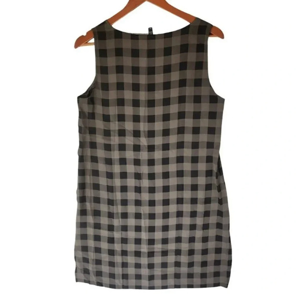 New $238 Eileen Fisher Tunic Dress Sz S/P Black Green Silk Buffalo Plaid Chiffon - Picture 4 of 12